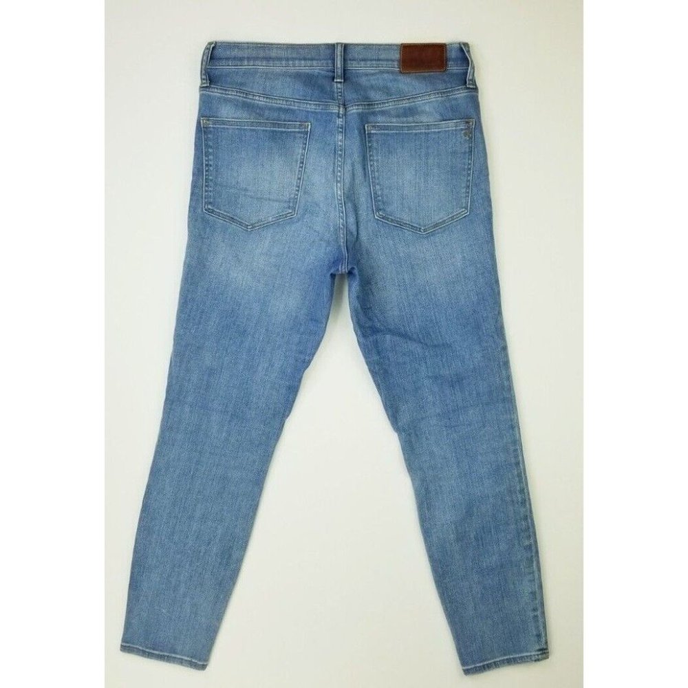 Madewell Size 30X27 Women's High Riser Crop Blue Denim Logo Patch Jeans